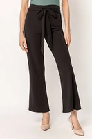 Stretch Crepe Pant with Tie-Belt  - Short Inseam