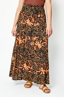 Floral-Print Tiered Maxi Skirt