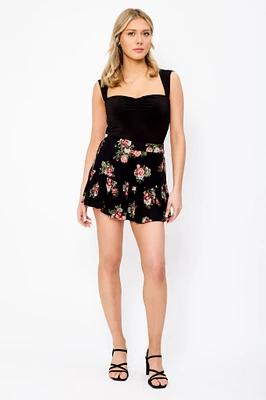 Floral-Print Ruffle Skort