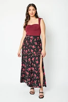 Roses Tiered Maxi Skirt