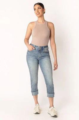 WallFlower Grace Wash Flirty Curvy Cropped High-Rise Jean