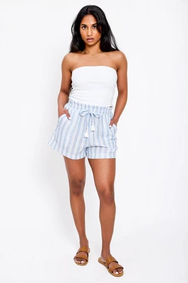 Double Cotton Striped Short with Drawstring