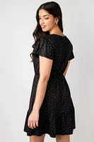 Polka Dot Brushed DTY Flutter Sleeve Dress