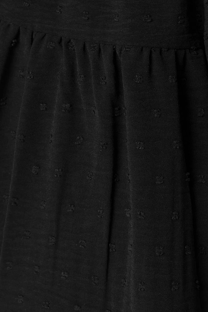 Swiss Dot Short-Sleeve Tiered Dress