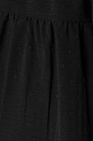 Swiss Dot Short-Sleeve Tiered Dress