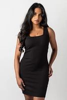 Ribbed Square-Neck Tank Dress