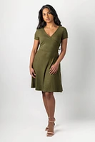 Ribbed Knit Crossover Skater Dress