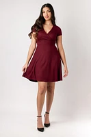 Ribbed Knit Crossover Skater Dress