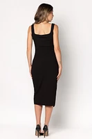 Square Neck Midi Dress with Side Slit