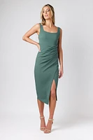 Square Neck Midi Dress with Side Slit