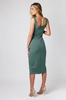 Square Neck Midi Dress with Side Slit