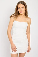 Ruched Pearl and Rhinestone Bodycon Mini Dress