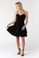 Stretch Crepe Double Hem Lace-Up Skater Dress