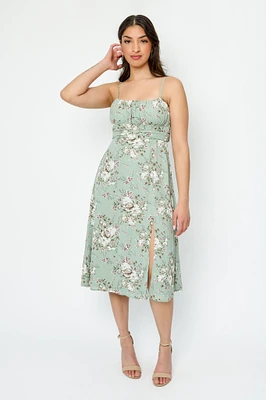Floral Tie-Back Midi Dress