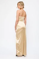 Formal Satin Slit Long Dress