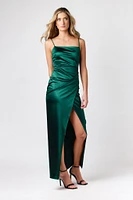 Formal Satin Slit Long Dress