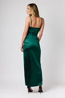 Formal Satin Slit Long Dress