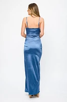 Formal Satin Slit Long Dress