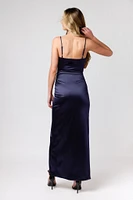 Formal Satin Slit Long Dress