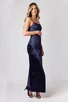 Formal Satin Slit Long Dress
