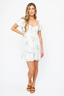 Floral Puff Sleeve Tiered Dress