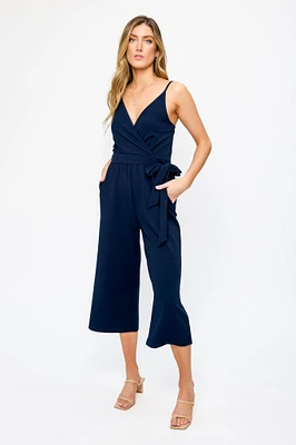 Crossover V-Neck Culotte Jumpsuit