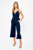 Crossover V-Neck Culotte Jumpsuit