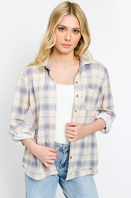 Cozy Plaid Printed Patch-Pocket Shirt