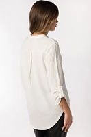 Textured V-Neck Blouse with Roll Tab sleeves
