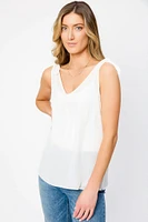 Double V-Neck Sleeveless Top with Shoulder Ties