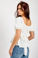 Airflow Short-Sleeve Tie-Back Peasant Top