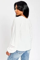 WallFlower Swiss Dot Long-Sleeve Blouse