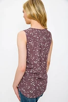 Petal-Print Sleeveless Blouse