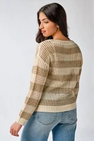 Open Knit Crewneck Sweater