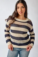 Open Knit Crewneck Sweater