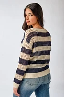 Open Knit Crewneck Sweater