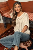 Oversized Openwork Short-Sleeve Sweater