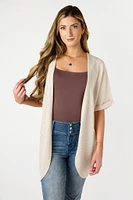 Waffle Knit Short Sleeve Cocoon Cardigan