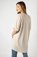 Waffle Knit Short Sleeve Cocoon Cardigan