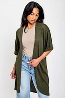 Waffle Knit Short Sleeve Cocoon Cardigan