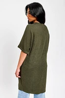 Waffle Knit Short Sleeve Cocoon Cardigan