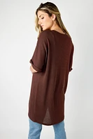 Waffle Knit Short Sleeve Cocoon Cardigan