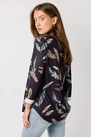 3/4-Sleeve Printed Sweater