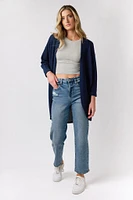 Lightweight 3/4 Sleeve Waffle Knit Cardigan