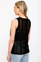 Crochet V-Neck Vest with Side Slits