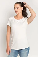 Brushed Cap Sleeve Scoopneck T-Shirt