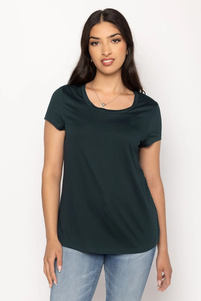 Brushed Cap Sleeve Scoopneck T-Shirt