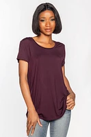 Brushed Cap Sleeve Scoopneck T-Shirt