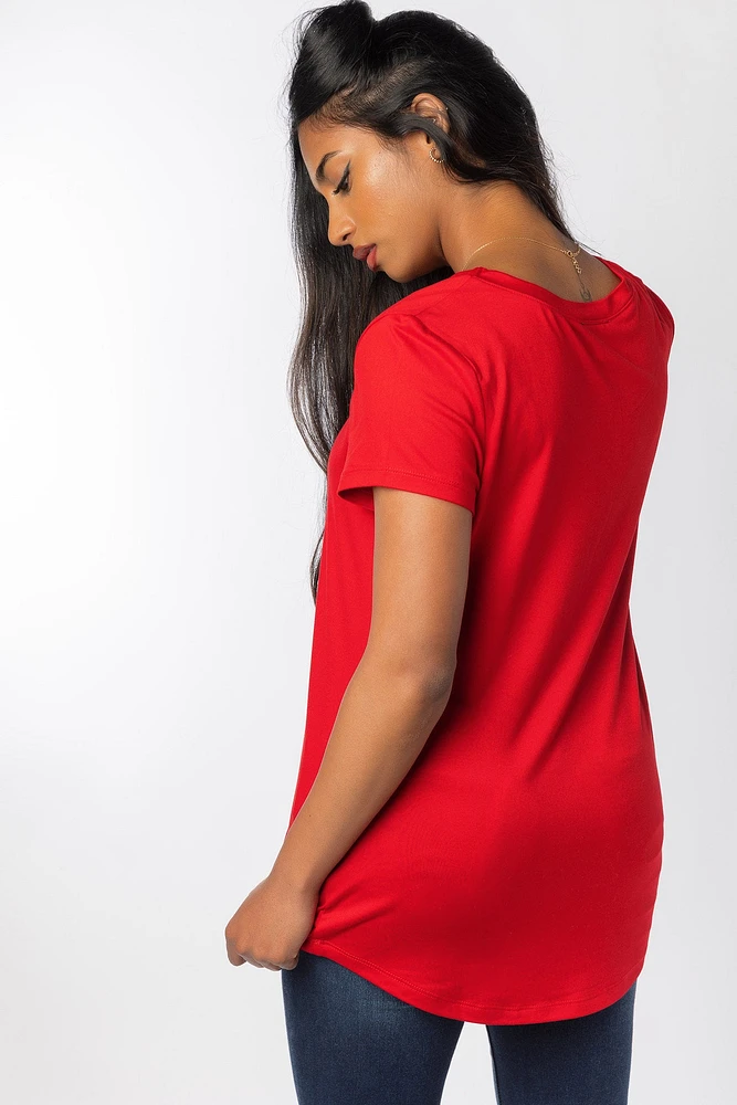Brushed Cap Sleeve Scoopneck T-Shirt