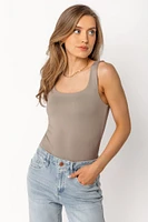 Brushed Double Layer Square Neck Tank